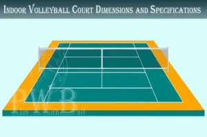 A Teal and Orange Indoor Volleyball Court